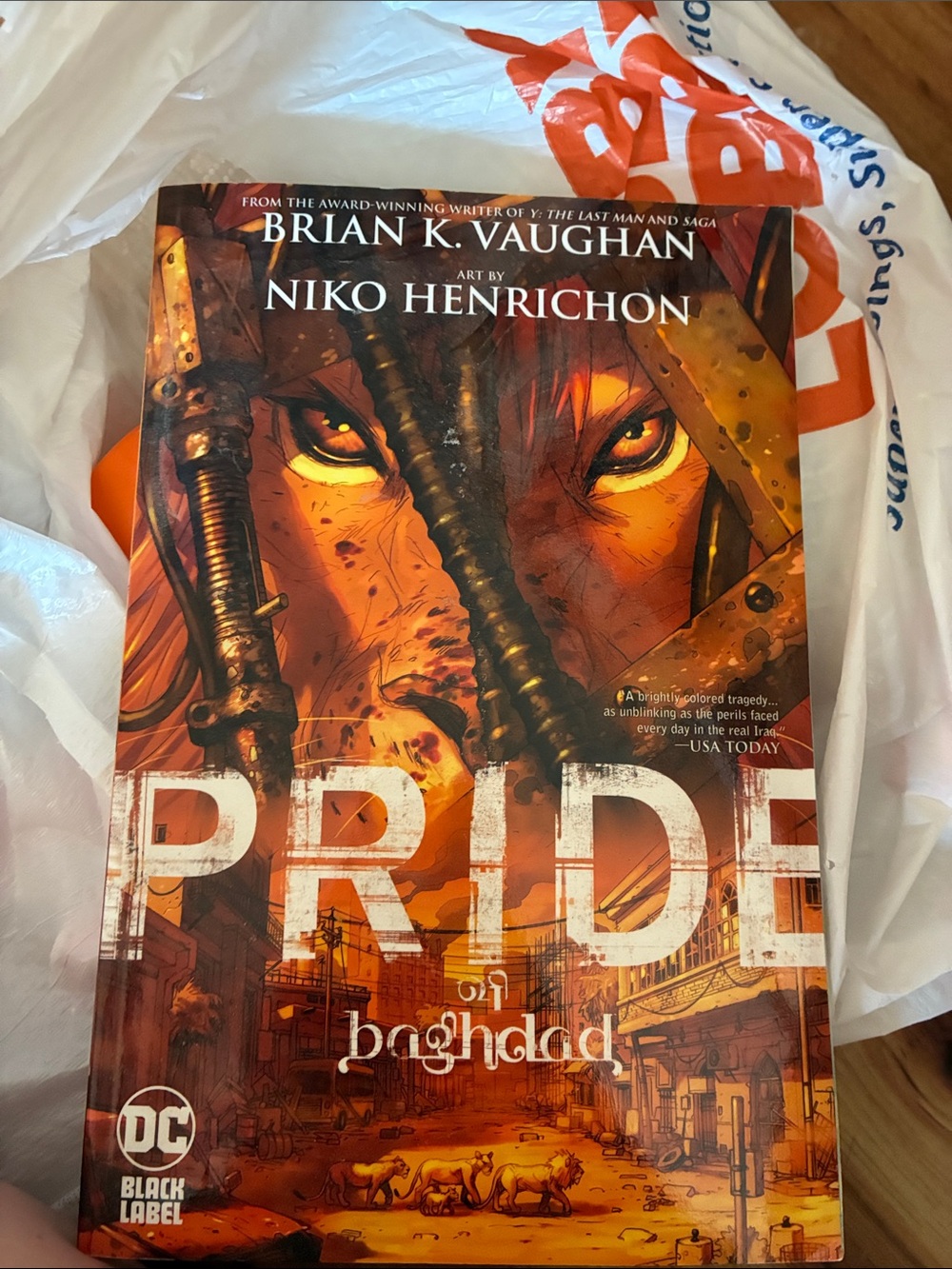 DC Pride of Baghdad Graphic Novel - Orange & Brown  brand new